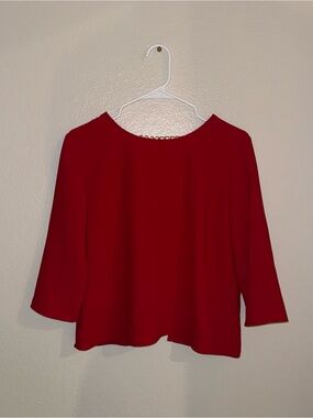 Amanda Uprichard Red Boat Neck Open Back Blouse